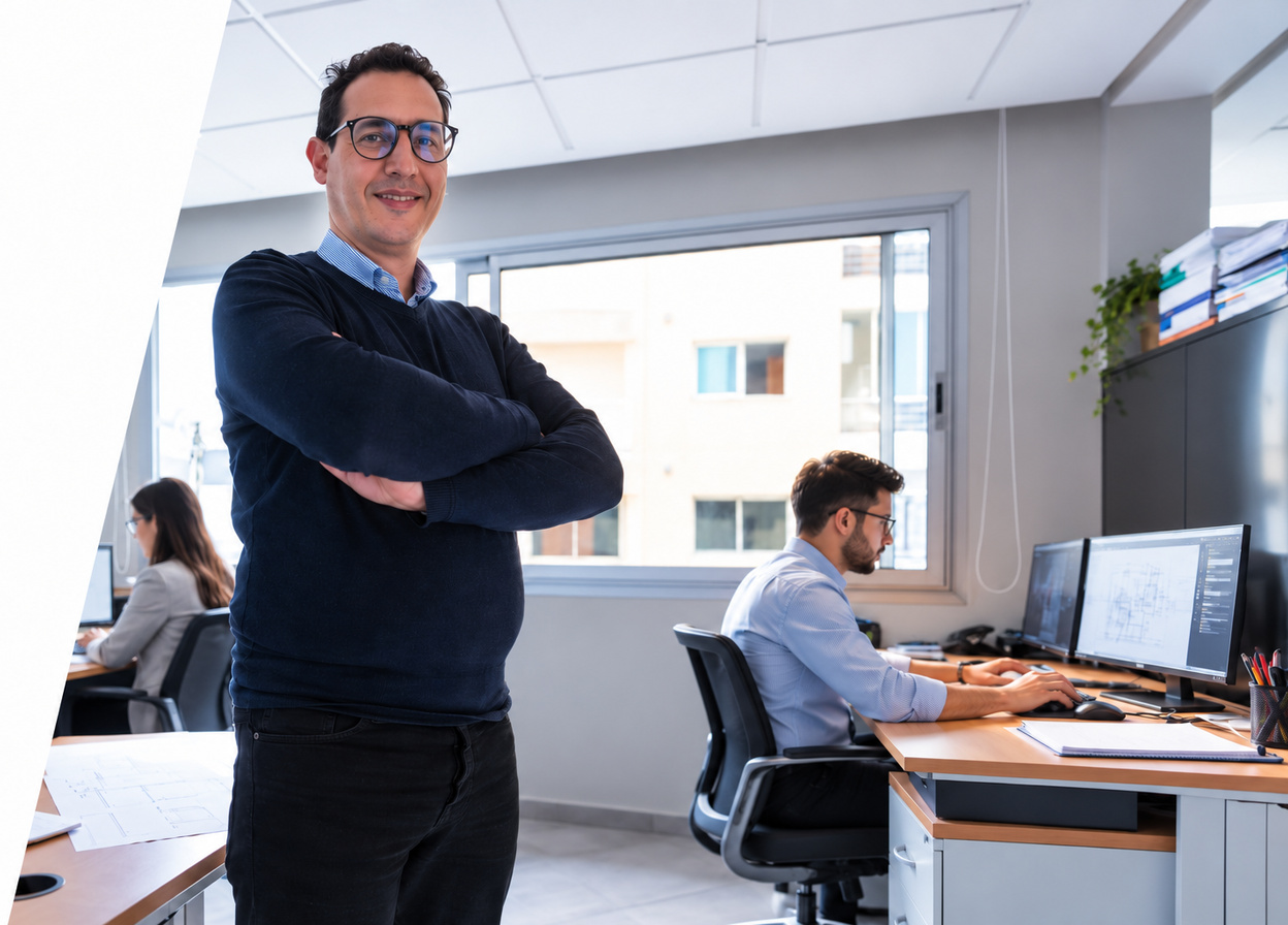Azeddine El Hattab dans les bureaux de GEOCLIM