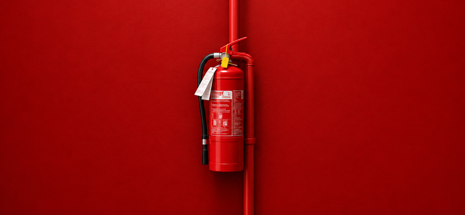 Extincteur dans un environnement rouge de protection incendie